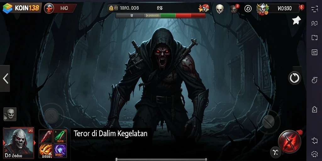 Gameplay KOIN138 menampilkan suasana menegangkan dan menakutkan.