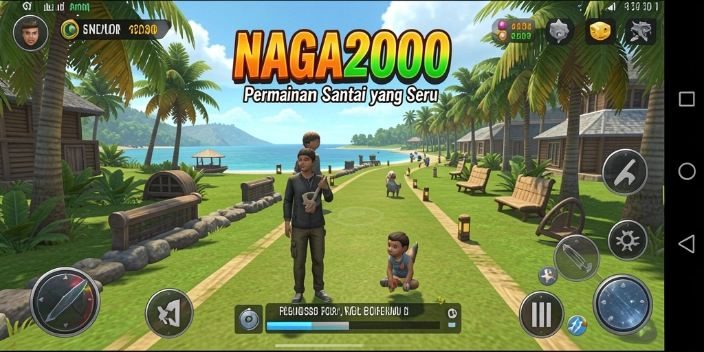Tangkapan layar gameplay dari NAGA2000 yang penuh warna.